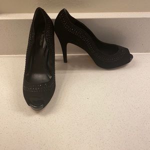 WHBM dress embellished open toe heels.